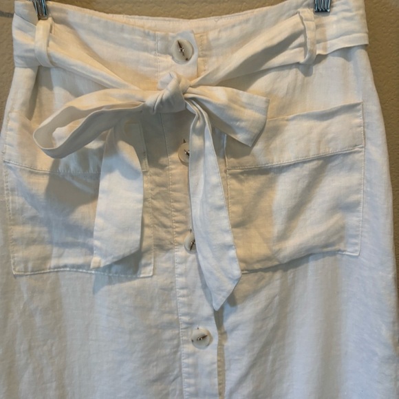 White 100% Linen Pocketed Skirt by MNG Mango, XS, Trending Summer Boho Airy - Picture 4 of 16